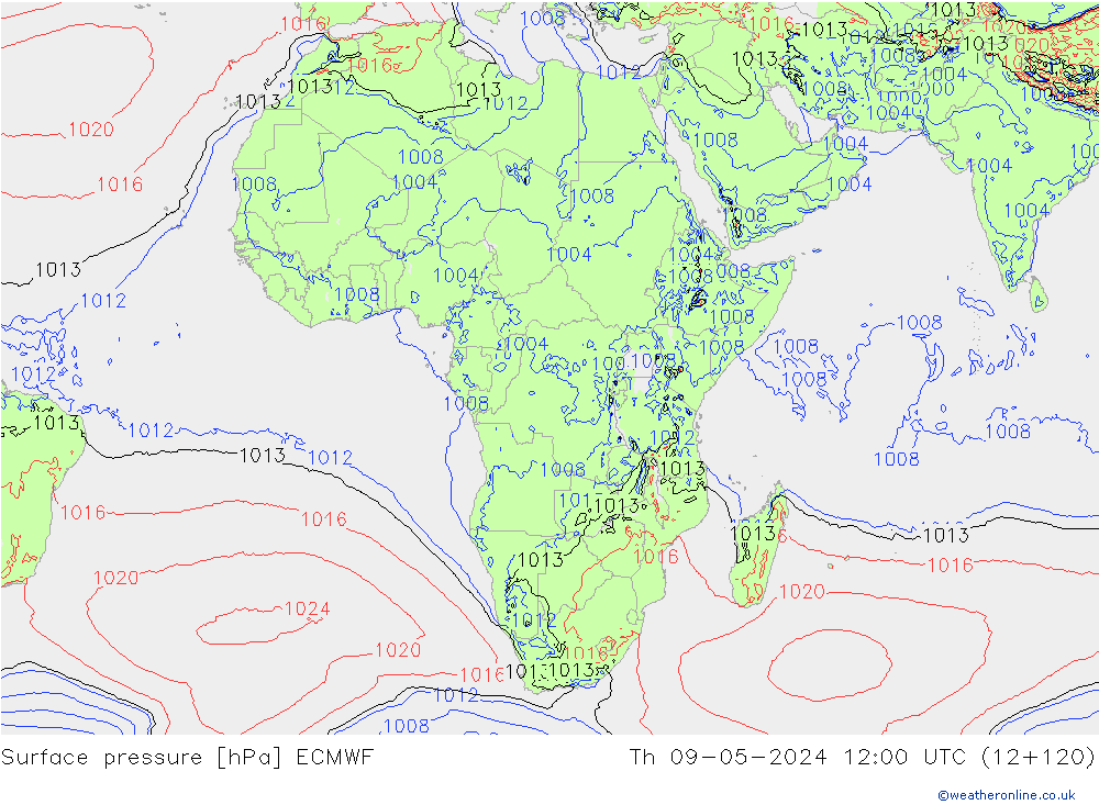 Yer basıncı ECMWF Per 09.05.2024 12 UTC