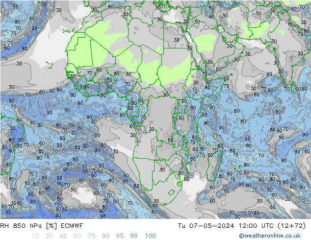 RH 850 hPa ECMWF mar 07.05.2024 12 UTC