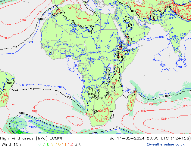 High wind areas ECMWF sab 11.05.2024 00 UTC