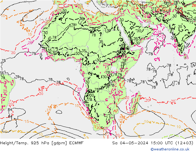 Géop./Temp. 925 hPa ECMWF sam 04.05.2024 15 UTC