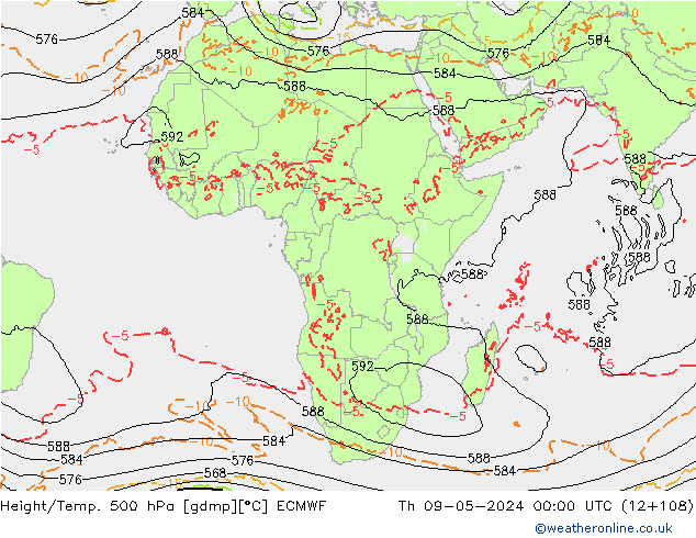 Z500/Rain (+SLP)/Z850 ECMWF Th 09.05.2024 00 UTC