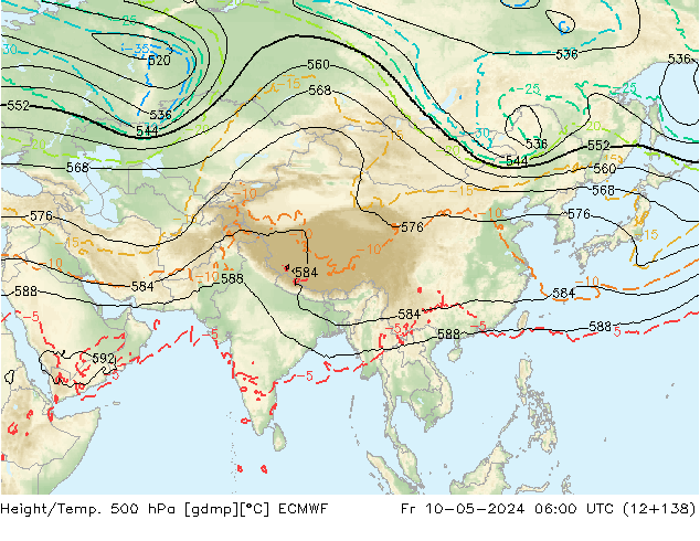 Z500/Rain (+SLP)/Z850 ECMWF vie 10.05.2024 06 UTC