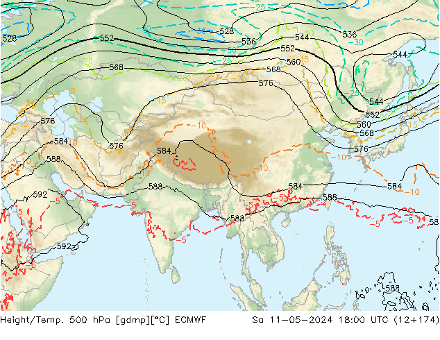 Z500/Regen(+SLP)/Z850 ECMWF za 11.05.2024 18 UTC