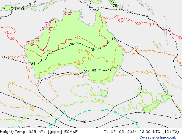 Geop./Temp. 925 hPa ECMWF mar 07.05.2024 12 UTC