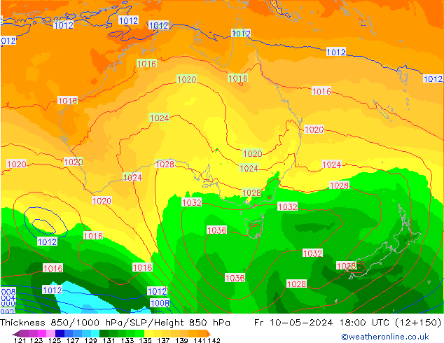 Thck 850-1000 hPa ECMWF Pá 10.05.2024 18 UTC