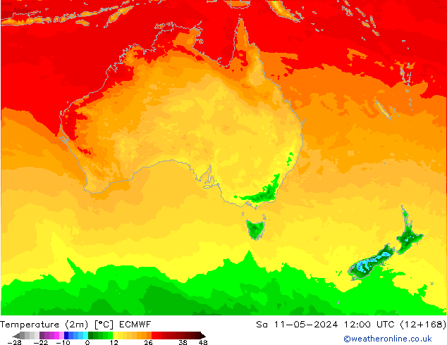 température (2m) ECMWF sam 11.05.2024 12 UTC