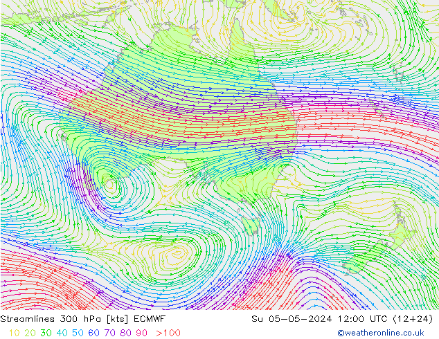 Streamlines 300 hPa ECMWF Su 05.05.2024 12 UTC