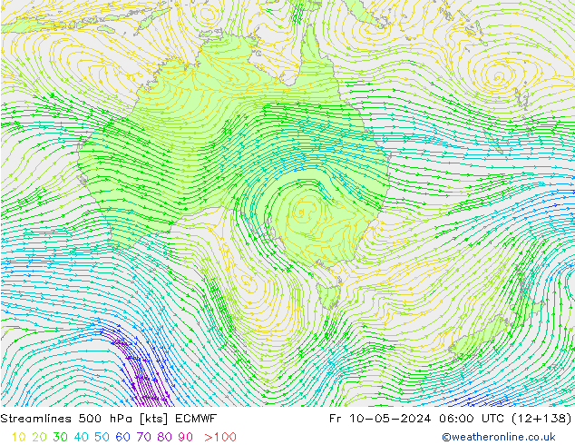 ветер 500 гПа ECMWF пт 10.05.2024 06 UTC