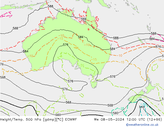 Z500/Rain (+SLP)/Z850 ECMWF We 08.05.2024 12 UTC