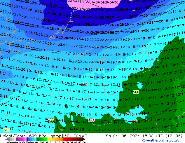 Z500/Rain (+SLP)/Z850 ECMWF sam 04.05.2024 18 UTC