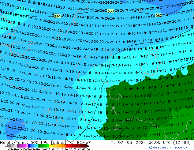 Z500/Yağmur (+YB)/Z850 ECMWF Sa 07.05.2024 06 UTC