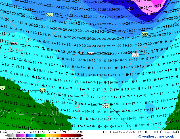 Z500/Rain (+SLP)/Z850 ECMWF Fr 10.05.2024 12 UTC