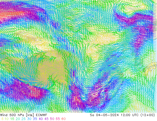 风 500 hPa ECMWF 星期六 04.05.2024 12 UTC