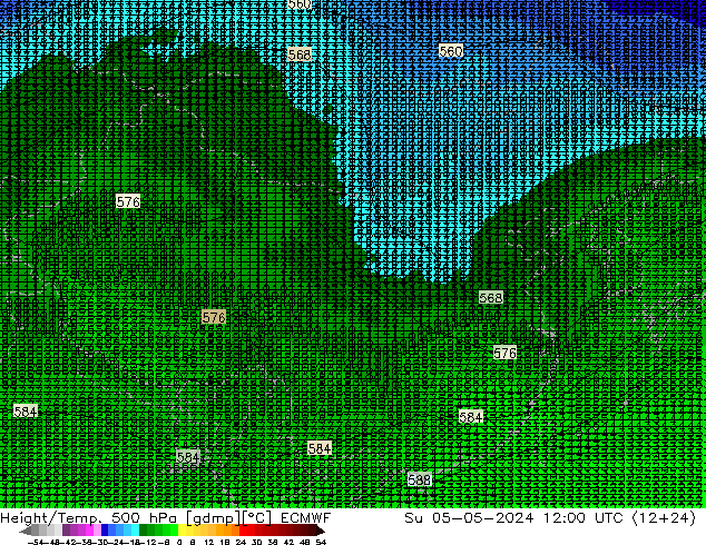 Z500/Rain (+SLP)/Z850 ECMWF 星期日 05.05.2024 12 UTC