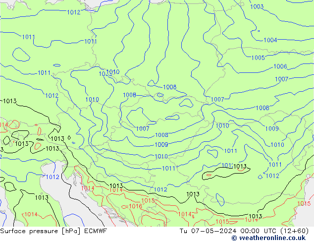 Surface pressure ECMWF Tu 07.05.2024 00 UTC