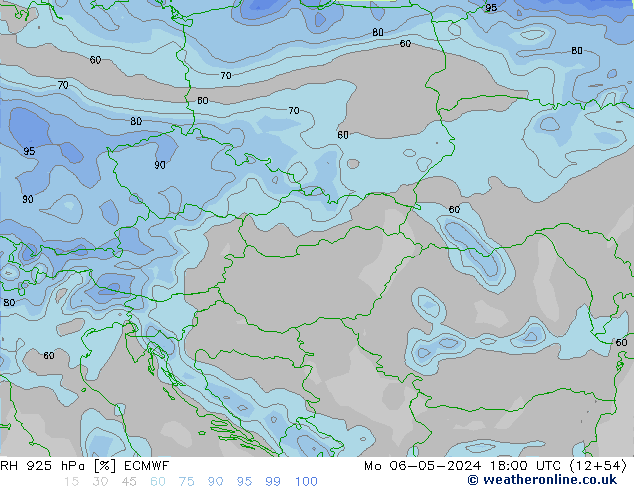 Humidité rel. 925 hPa ECMWF lun 06.05.2024 18 UTC