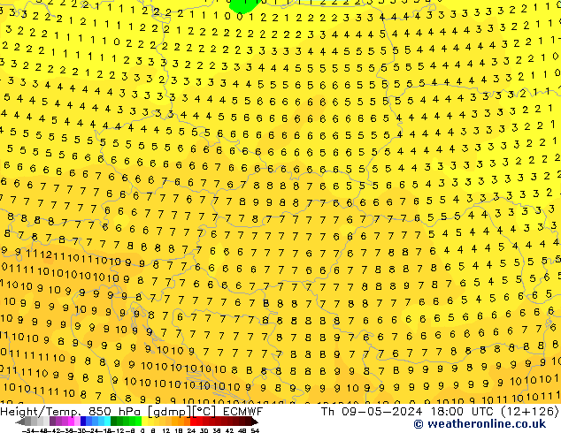 Z500/Yağmur (+YB)/Z850 ECMWF Per 09.05.2024 18 UTC