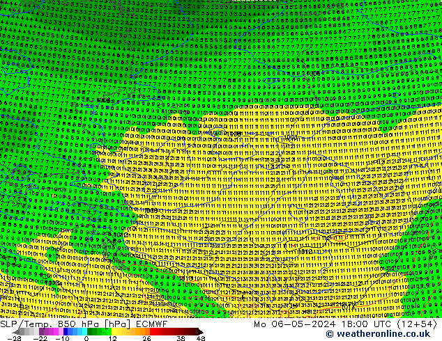 SLP/Temp. 850 hPa ECMWF lun 06.05.2024 18 UTC