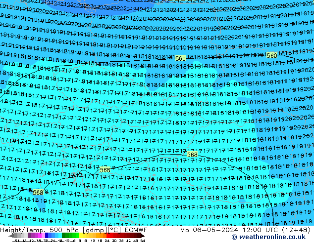 Z500/Rain (+SLP)/Z850 ECMWF lun 06.05.2024 12 UTC