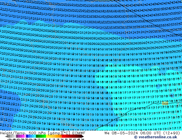 Z500/Rain (+SLP)/Z850 ECMWF We 08.05.2024 06 UTC