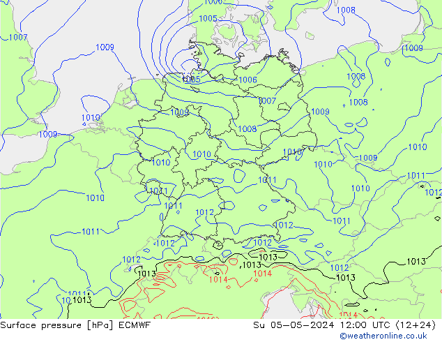 Surface pressure ECMWF Su 05.05.2024 12 UTC