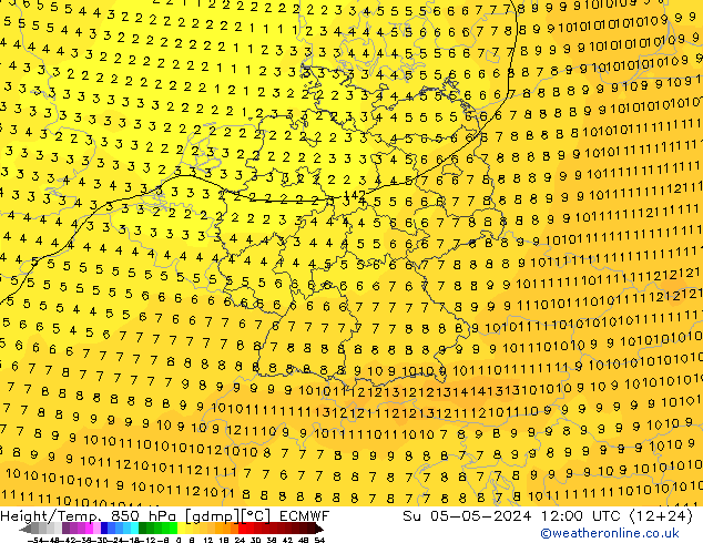 Z500/Rain (+SLP)/Z850 ECMWF So 05.05.2024 12 UTC