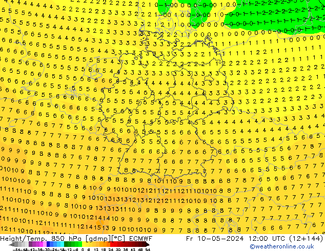 Z500/Rain (+SLP)/Z850 ECMWF Pá 10.05.2024 12 UTC