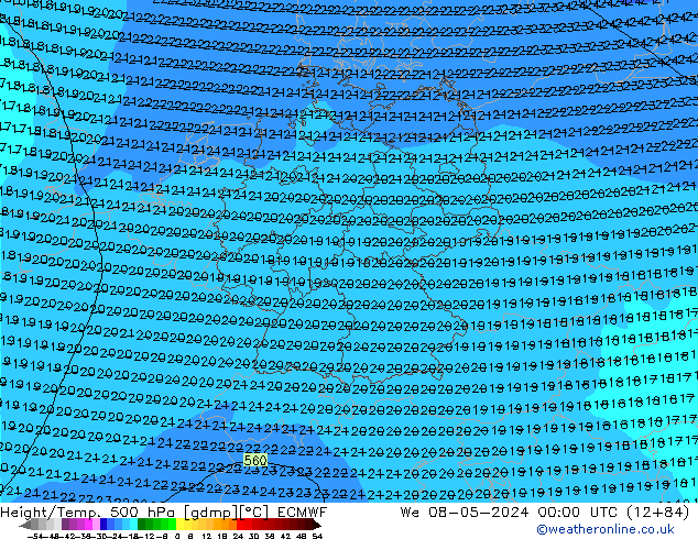 Z500/Rain (+SLP)/Z850 ECMWF Mi 08.05.2024 00 UTC