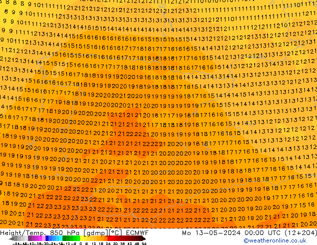 Z500/Rain (+SLP)/Z850 ECMWF Mo 13.05.2024 00 UTC