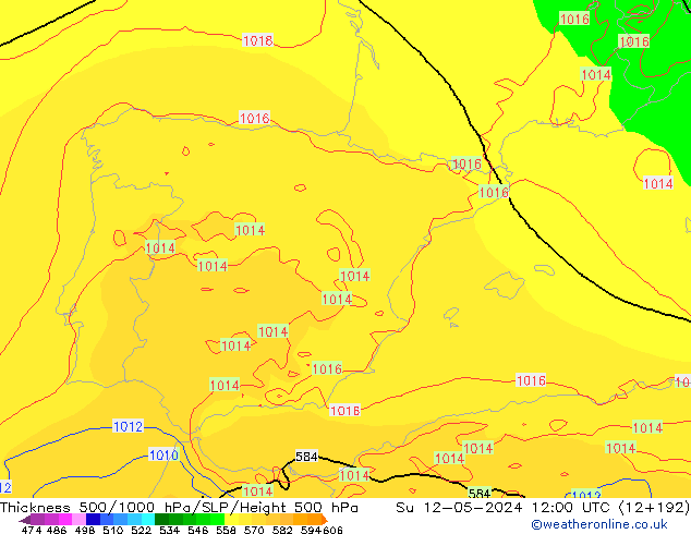 Thck 500-1000hPa ECMWF Su 12.05.2024 12 UTC