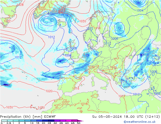 Z500/Rain (+SLP)/Z850 ECMWF Su 05.05.2024 00 UTC