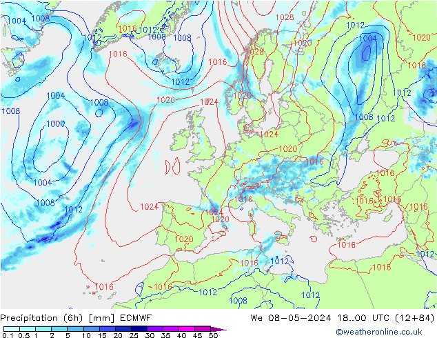 Z500/Rain (+SLP)/Z850 ECMWF We 08.05.2024 00 UTC