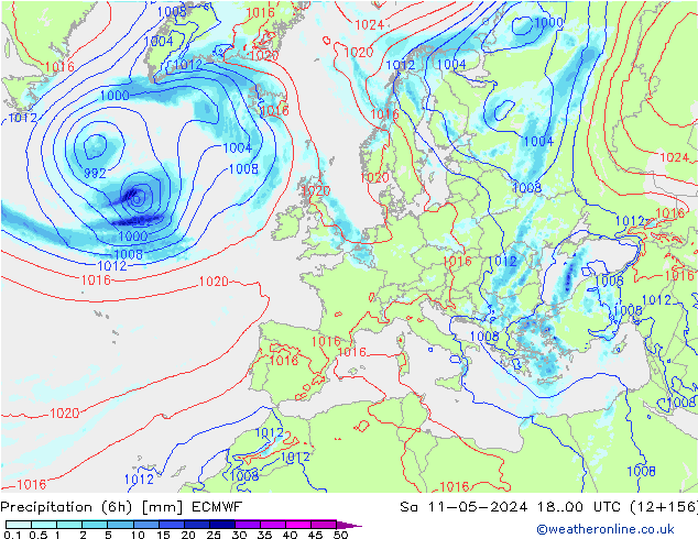 Z500/Regen(+SLP)/Z850 ECMWF za 11.05.2024 00 UTC