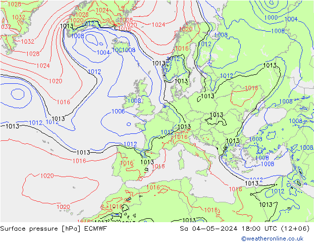 Bodendruck ECMWF Sa 04.05.2024 18 UTC