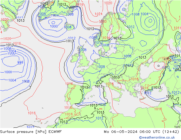Surface pressure ECMWF Mo 06.05.2024 06 UTC