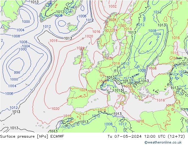 Luchtdruk (Grond) ECMWF di 07.05.2024 12 UTC