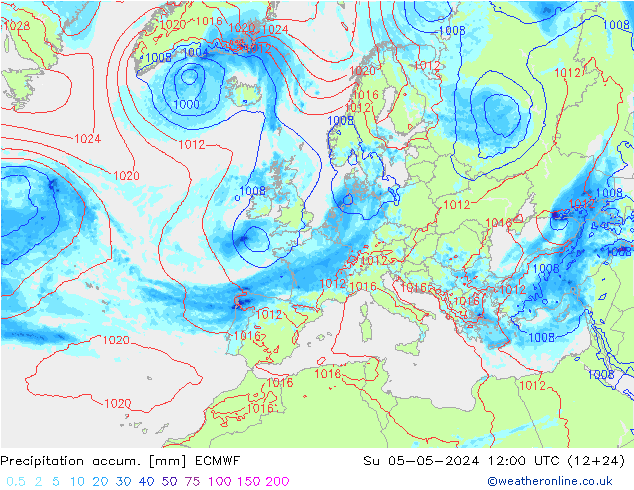 Nied. akkumuliert ECMWF So 05.05.2024 12 UTC