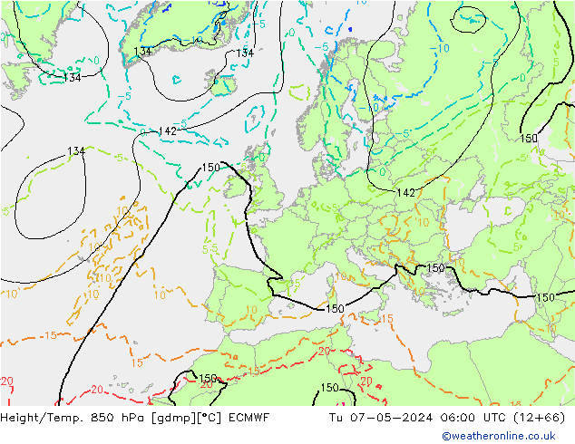 Height/Temp. 850 hPa ECMWF Tu 07.05.2024 06 UTC