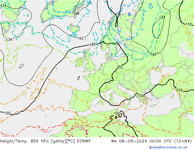 Z500/Rain (+SLP)/Z850 ECMWF We 08.05.2024 00 UTC