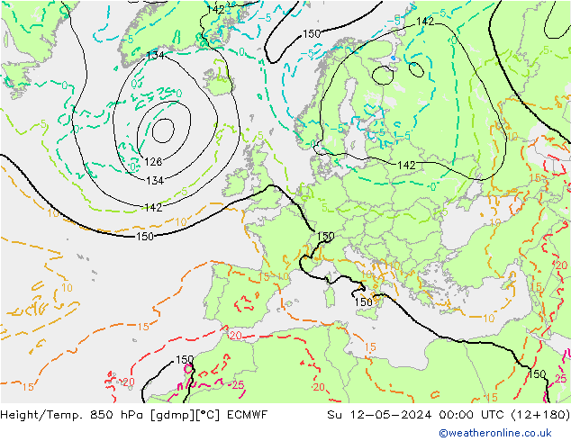 Z500/Rain (+SLP)/Z850 ECMWF dom 12.05.2024 00 UTC