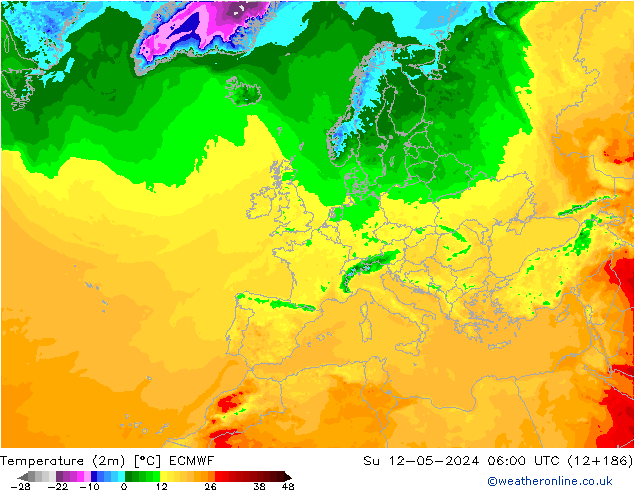 Temperaturkarte (2m) ECMWF So 12.05.2024 06 UTC