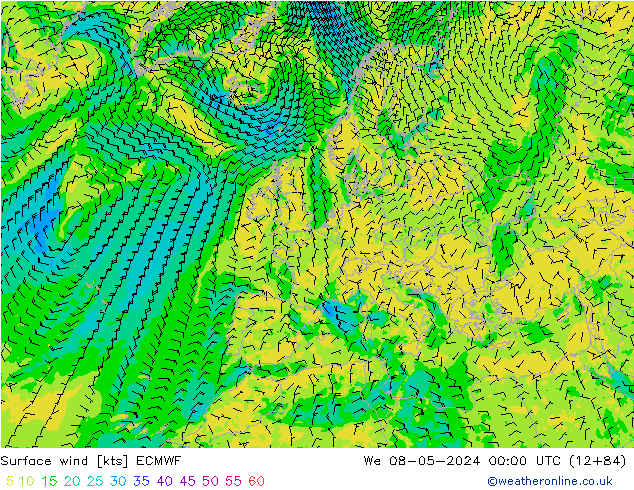 Bodenwind ECMWF Mi 08.05.2024 00 UTC