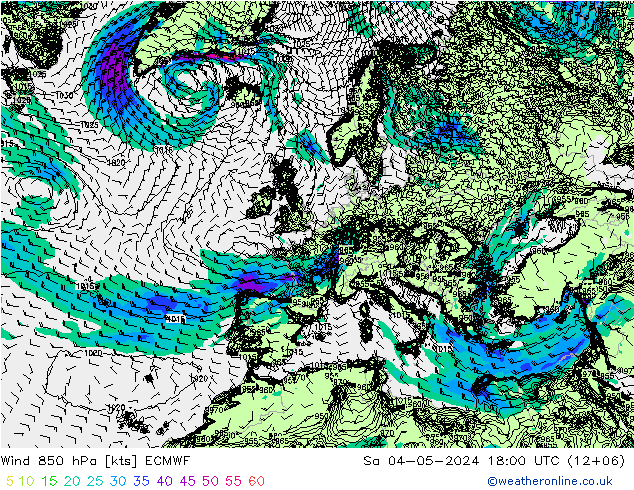 Wind 850 hPa ECMWF Sa 04.05.2024 18 UTC
