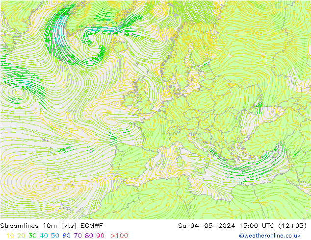 Línea de corriente 10m ECMWF sáb 04.05.2024 15 UTC