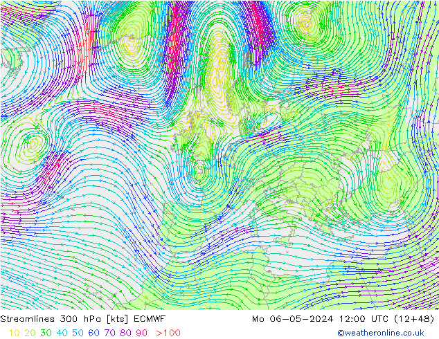 ветер 300 гПа ECMWF пн 06.05.2024 12 UTC