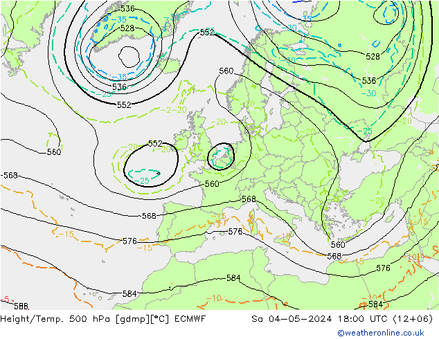 Z500/Rain (+SLP)/Z850 ECMWF сб 04.05.2024 18 UTC