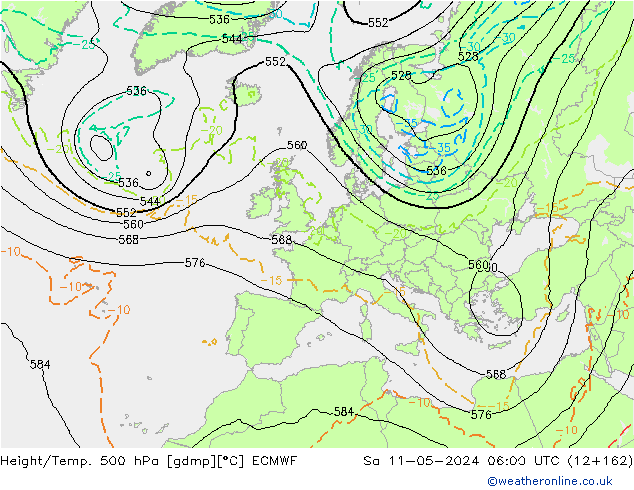 Z500/Rain (+SLP)/Z850 ECMWF Sáb 11.05.2024 06 UTC