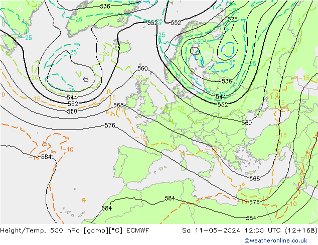 Z500/Rain (+SLP)/Z850 ECMWF  11.05.2024 12 UTC