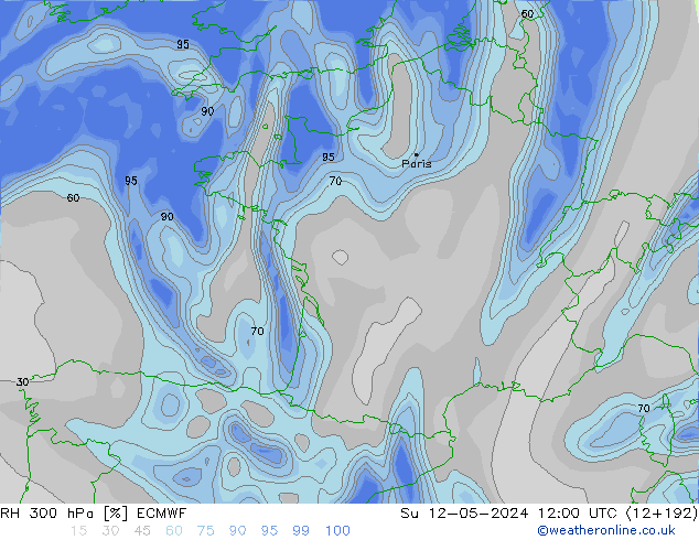 300 hPa Nispi Nem ECMWF Paz 12.05.2024 12 UTC