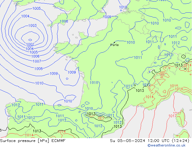 Bodendruck ECMWF So 05.05.2024 12 UTC